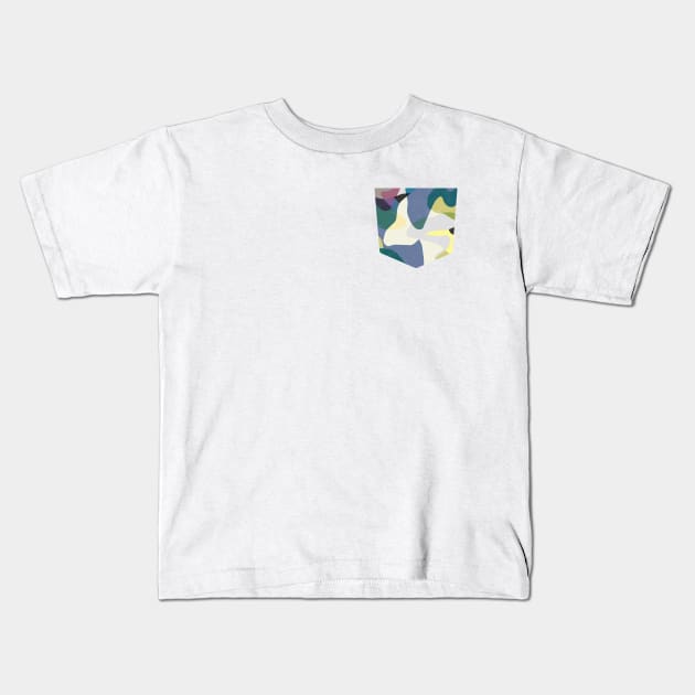 Pocket - Abstract Camouflage Purple Yellow Kids T-Shirt by ninoladesign